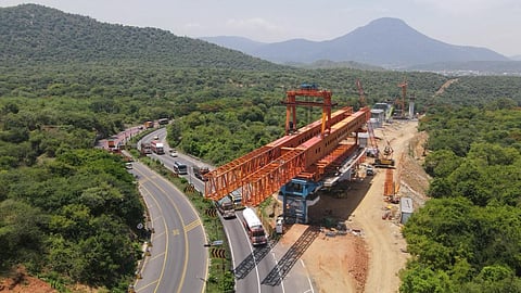 Work on progress under the Thoppur Ghat Realignment Project