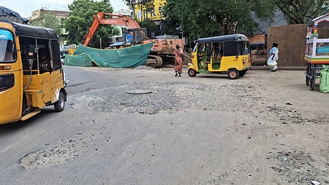 West Jones Road dug up by CMWSSB for maintenance works has been causing traffic snarls almost every day