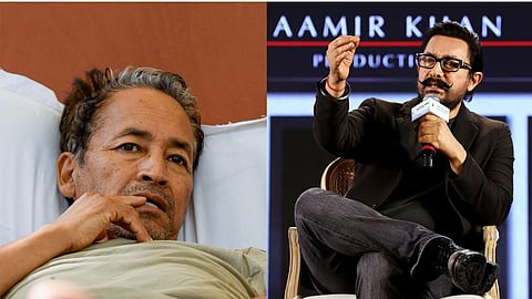 (L-R) Climate activist Sonam Wangchuk, actor Aamir Khan.