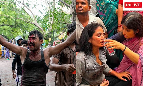 Visuals of the violent police crackdown on the protestors at the Cockroach Janata Party's 'Chalo Sansad' march, in New Delhi, on Monday, July 20, 2026. 