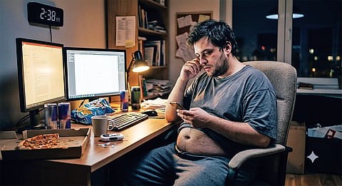 Man with belly fat