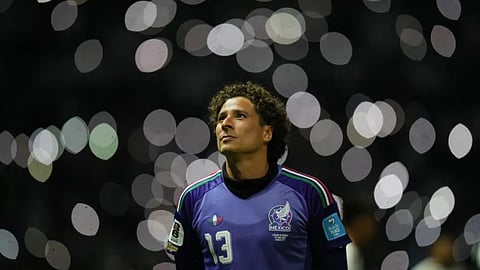 Mexico goalkeeper Guillermo Ochoa returns to the field after the half time during a World Cup Group A soccer match against Czechia in Mexico City