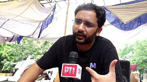 Cockroach Janta Party (CJP) Spokesperson Ashutosh Ranka speaks to PTI amid the ongoing CJP protest over the alleged NEET paper leak