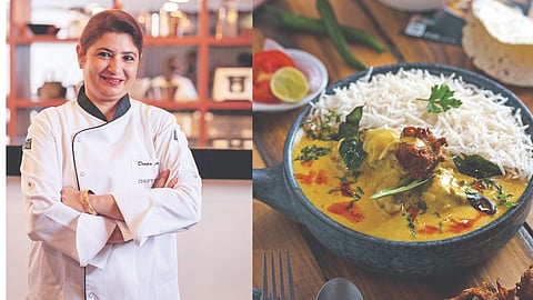 (L)  Chef Deepa, (R) Kadhi Chawal 