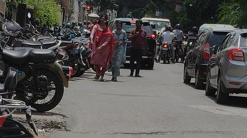 Two-wheelers eat up space on service lane, increasing risk of minor accidents