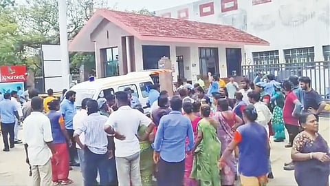 Residents throng United Breweries plan in Aranvoyal as ambulance rushes those affected to hospital