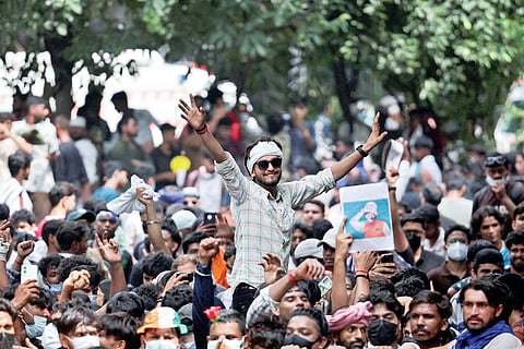 CJP founder Abhijeet Dipke celebrates Dharmendra Pradhan’s resignation, bringing more-than-a-month agitation at Jantar Mantar to an end on Saturday
