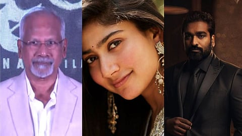 (L-R) Filmmaker Mani Ratnam, actors Sai Pallavi and Vijay Sethupathi