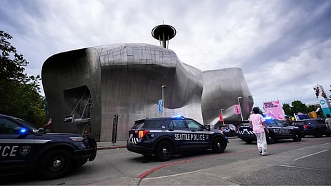 Police respond to a shooting at Seattle Center during the Bite of Seattle food festival in Seattle.