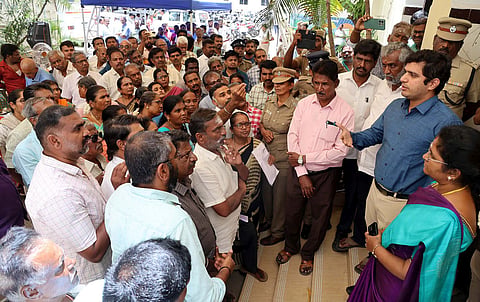 Corporation Commissioner Katta Ravi Teja holds talks with residents opposed to STP on Tuesday