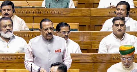 Delhi: MoS Jitendra Singh speaks in the Lok Sabha during the Monsoon session of Parliament, in New Delhi, Wednesday, July 29, 2026.