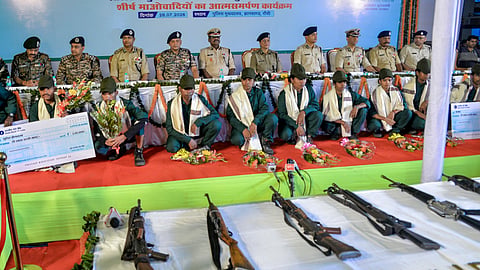 16 Maoists, with six of them carrying a combined bounty of Rs 39 lakh, surrendered before Jharkhand Police here on Tuesday