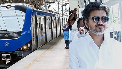 (L-R) Metro train and CM Vijay
