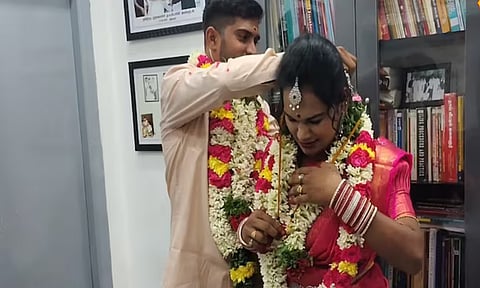 Trans actor Kayalvizhi marries longtime partner in self-respect wedding 

