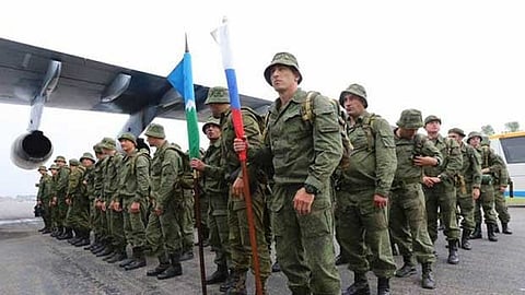 The contingent of the Russian Army that took part in joint military exercises.