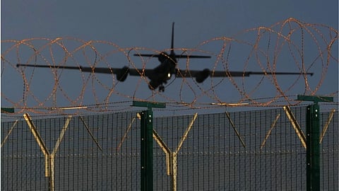 A U-2 spy aircraft prepares for landing at the U.K.'s RAF Akrotiri air base near Limassol, Cyprus.