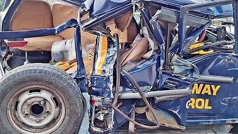 police patrol vehicle after an accident