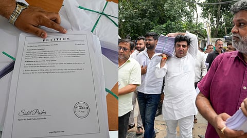 Petitions to be submitted at AAP office during a protest march by party national convener Arvind Kejriwal to the Prime Minister's residence against E20 fuel