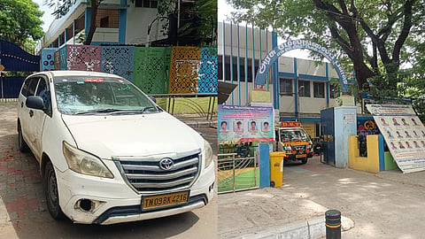 Vehicles parked Illegaly in front of the school.