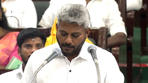 Tamil Nadu Finance Minister N Marie Wilson presents the state government's maiden budget in the Assembly