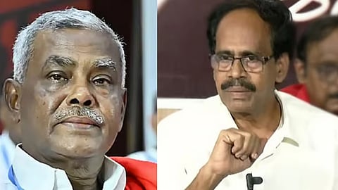 CPM state secretary P Shanmugam; CPI state secretary M Veerapandian 