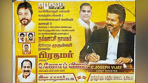 Posters hailing Chief Minister C Joseph Vijay as the next PM were pasted by party men across Thoothukudi