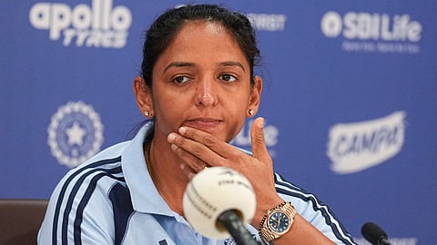 India's captain Harmanpreet Kaur during a press conference.