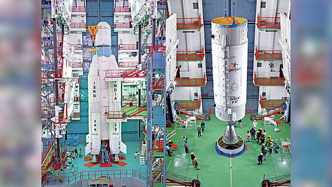 GSLV-F17 vehicle before being moved to the second launch pad in Sriharikota.