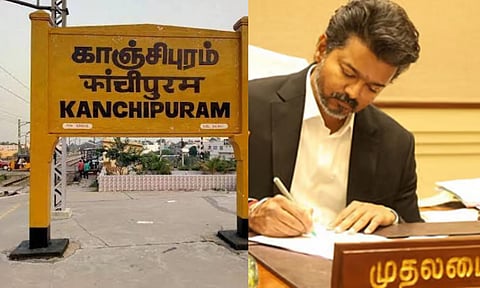 Kancheepuram name board; CM Vijay