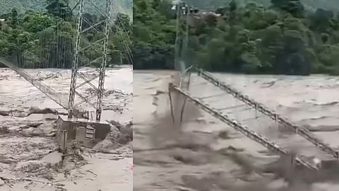Trishuli River sweeps away suspension bridge