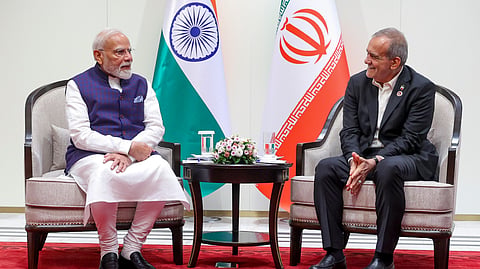 Prime Minister Narendra Modi during a meeting with Armenia Prime Minister Nikol Pashinyan, in Bishkek, Kyrgyzstan.