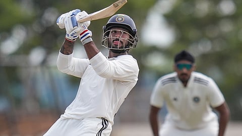 South Zone's captain Tilak Verma sets the field during the Duleep Trophy day three of a Semi-final 2 cricket match between North Zone and South Zone