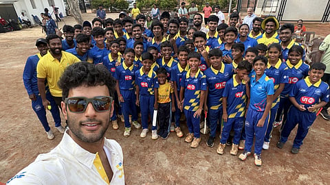 Shivam Dube at the 50th Super Kings Academy in Arumbakkam, Chennai.