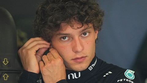 Mercedes driver Andrea Kimi Antonelli of Italy prepares for the second free practice ahead of the Italian Formula One Grand Prix, in Monza, Italy.