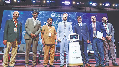 VIT Founder-Chancellor G Viswanathan, VIT-Chennai vice-president GV Selvam, and dignitaries at the event