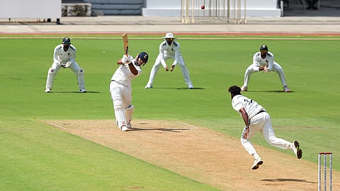 Vaibhav Sooryavanshi at the Duleep Trophy final at the MA Chidambaram Stadium in Chennai.