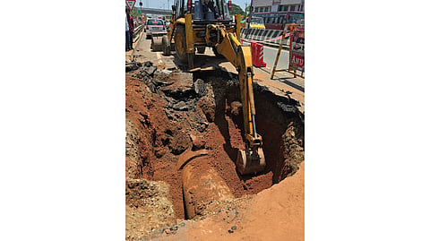 The sinkhole being worked on