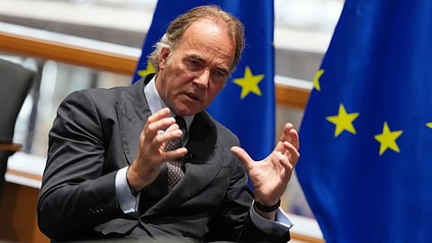 European Union Counter-Terrorism Coordinator Bartjan Wegter speaks during an interview with The Associated Press in Brussels