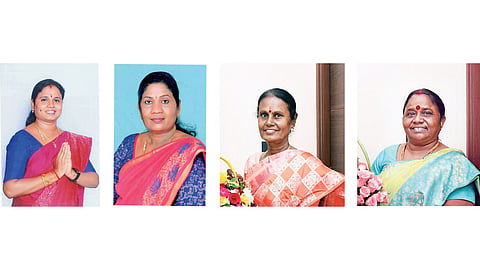 (L-R) K Maragatham Kumaravel, P Sathyabama, Bhanumathi, Kanitha Sampath