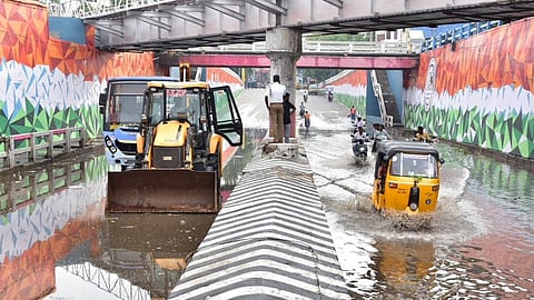 Underpass at Melapudur in Tiruchy was inundated on on Monday 