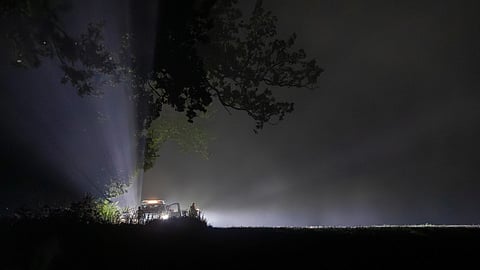 Lithuanian soldiers are securing the area where Italian fighter jets during NATO’s Baltic Air Policing Mission shot down a drone early this morning near Pratkunai village, Kaisiadorys district some 90km (55,9 miles) northwest of the capital Vilnius, Lithuania, Tuesday, Sept. 15, 2026.