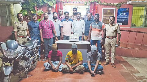 The trio arrested from West Bengal -- SK Sameer, Sarbar Khan, and Rasool -- with the special team of Avadi police