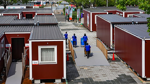 Containers set up to house athletes from various countries participating in the 20th Asian Games, in Nagoya, Japan