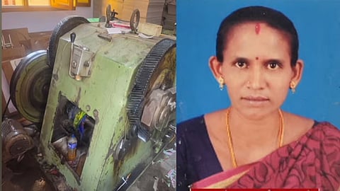 (L) The cutting machine, (R) The victim Pandiammal