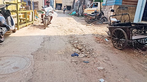 Damaged Balraj Second Street in Santhosh Nagar, Perungudi
