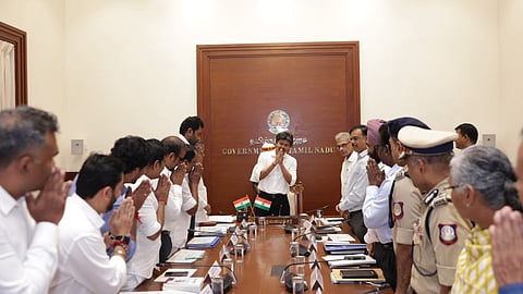 CM Vijay at monsoon preparedness review meeting today.