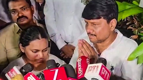 Vishal Agrawal, father of Ketan Agarwal, and Devichand Agrawal, grandfather of Ketan Agarwal, speak to the media regarding the Ketan Agarwal murder case, in Pune