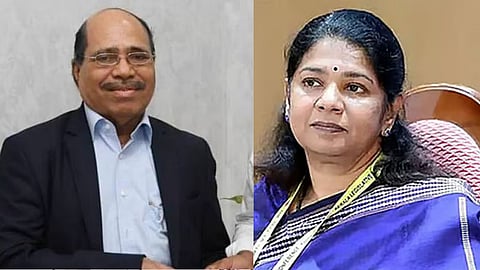 (L-R) Granite baron R Veeramani, DMK MP Kanimozhi 