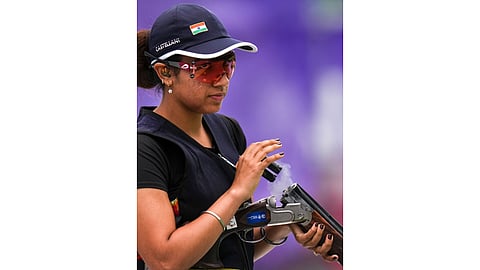India's Raiza Dhillon competes in the women's individual skeet final match during the 20th Asian Games, in Nagoya, Japan, Wednesday, Sept. 23, 2026.