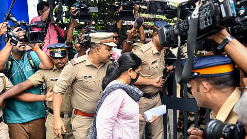 Veena T, daughter of former Kerala CM Pinarayi Vijayan, arrives to appear before the Enforcement Directorate (ED) for questioning in connection with a money laundering case involving her now-defunct IT firm and mining company CMRL, in Kochi, Kerala, Wednesday, June 17, 2026